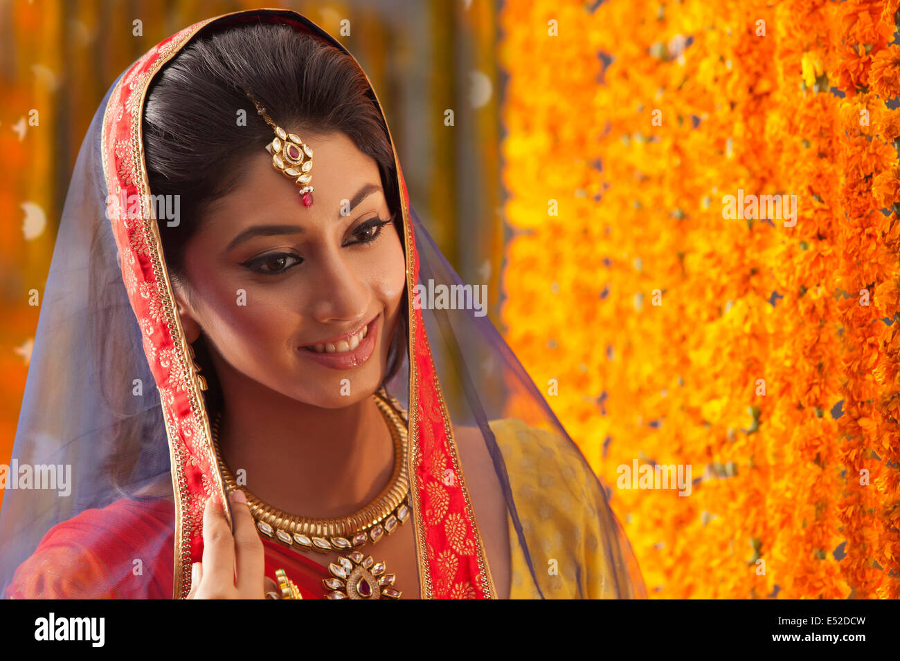 Close-up of a beautiful bride smiling Stock Photo