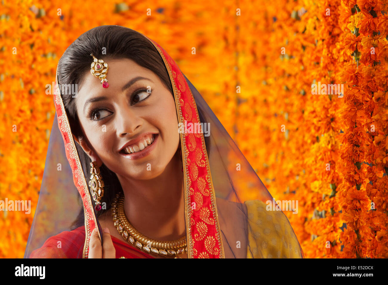 Close-up of a beautiful bride smiling Stock Photo