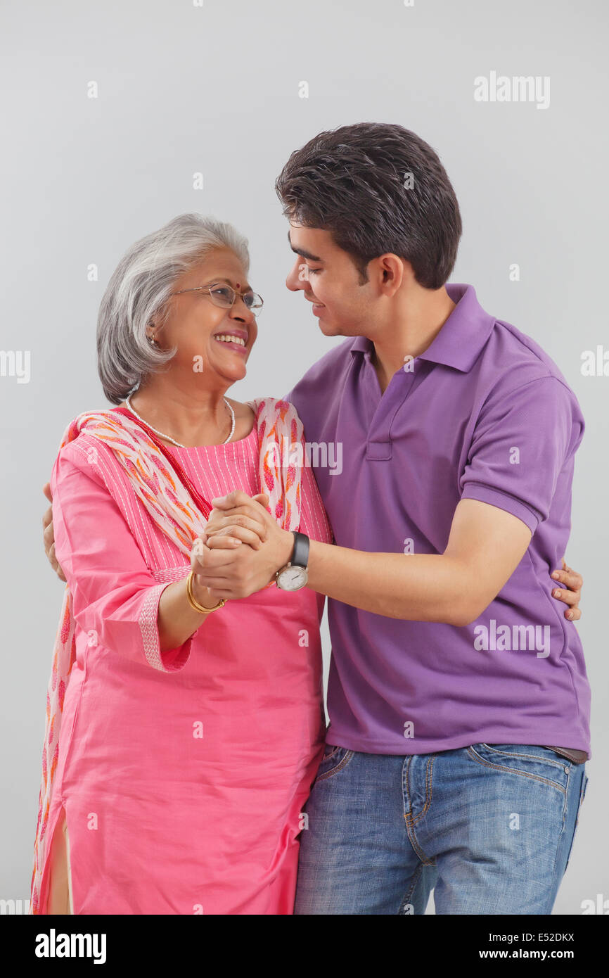 Portrait of Grandmother and grandson Stock Photo
