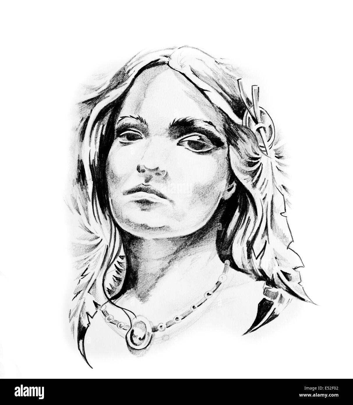 Sketch of tattoo art, indian head Stock Photo Alamy