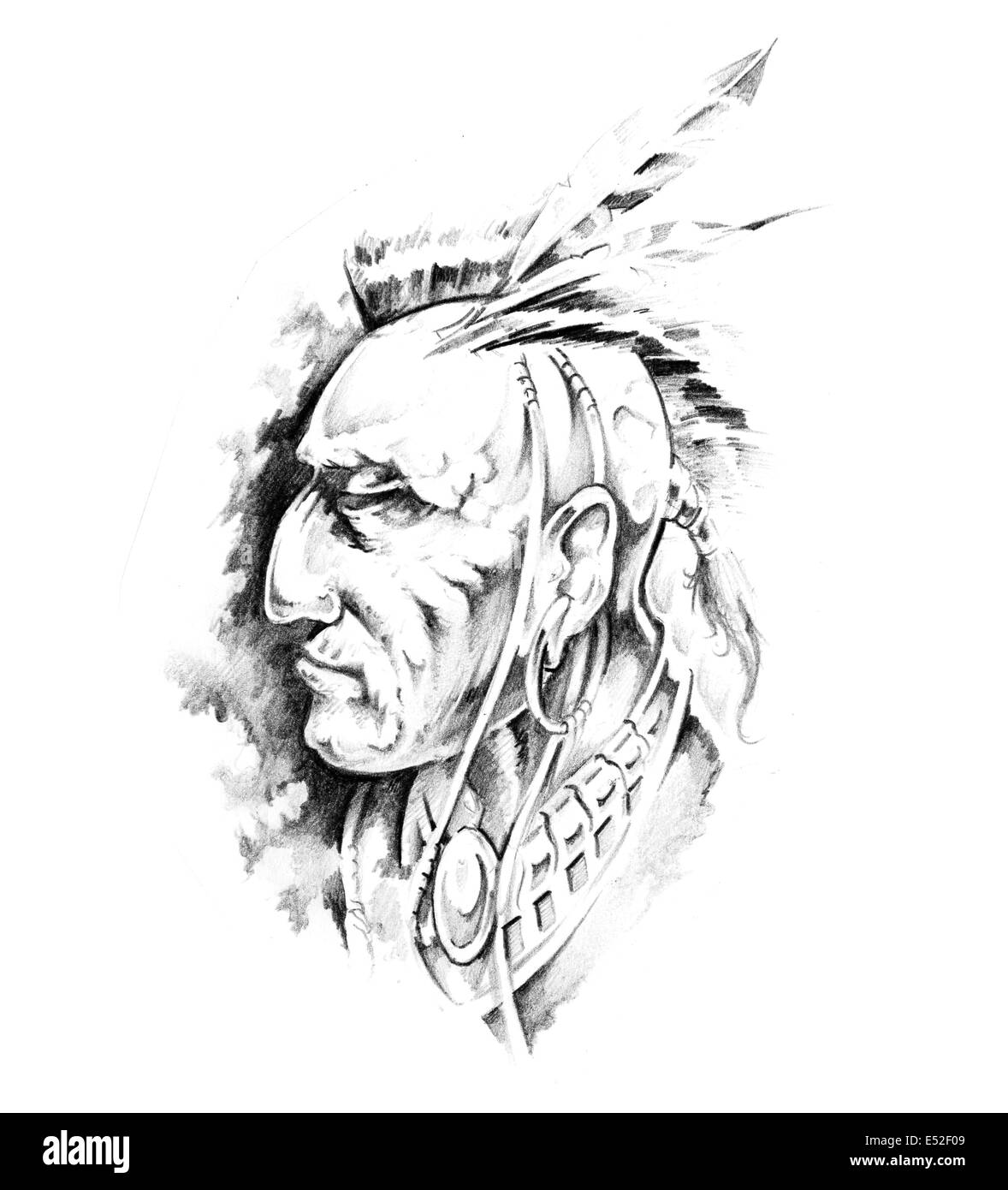 Sketch of tattoo art, indian head Stock Photo Alamy