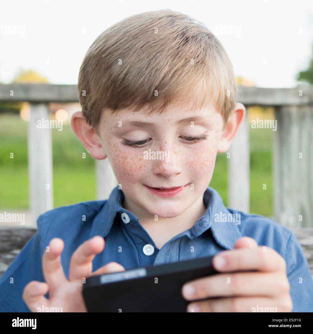 A young boy outdoors. Stock Photo