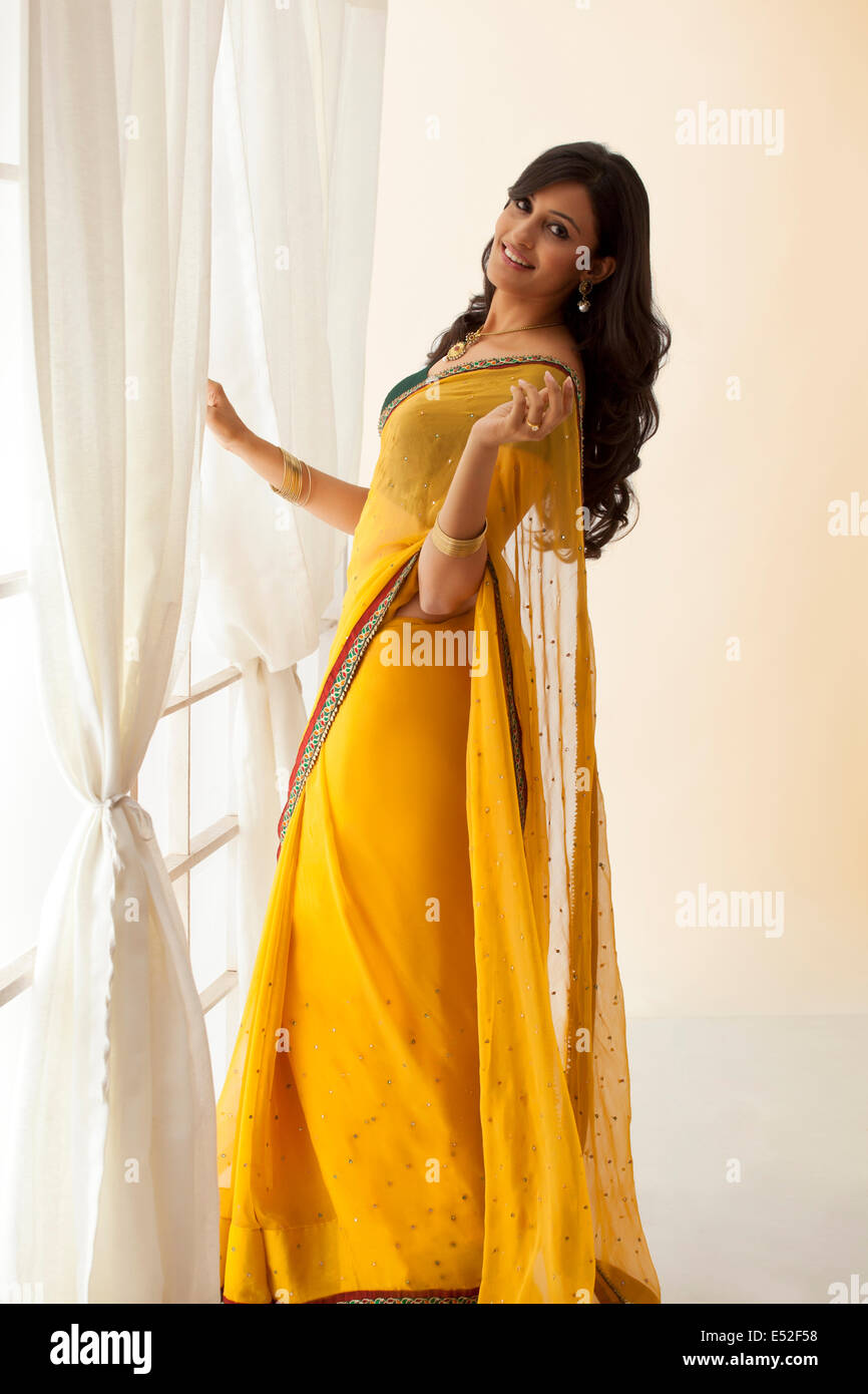 Portrait of a woman in a saree Stock Photo - Alamy
