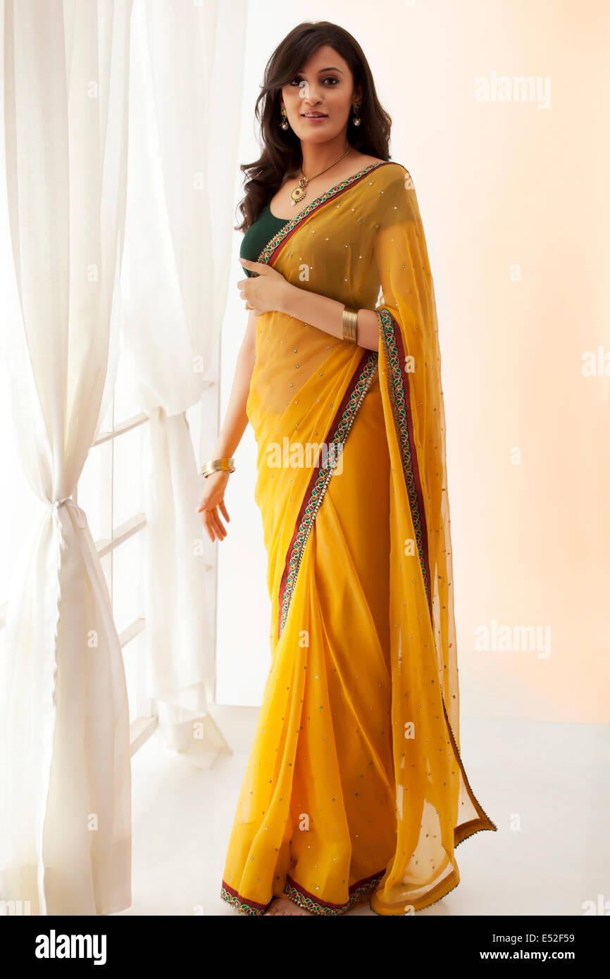 Portrait of a woman in a saree Stock Photo - Alamy