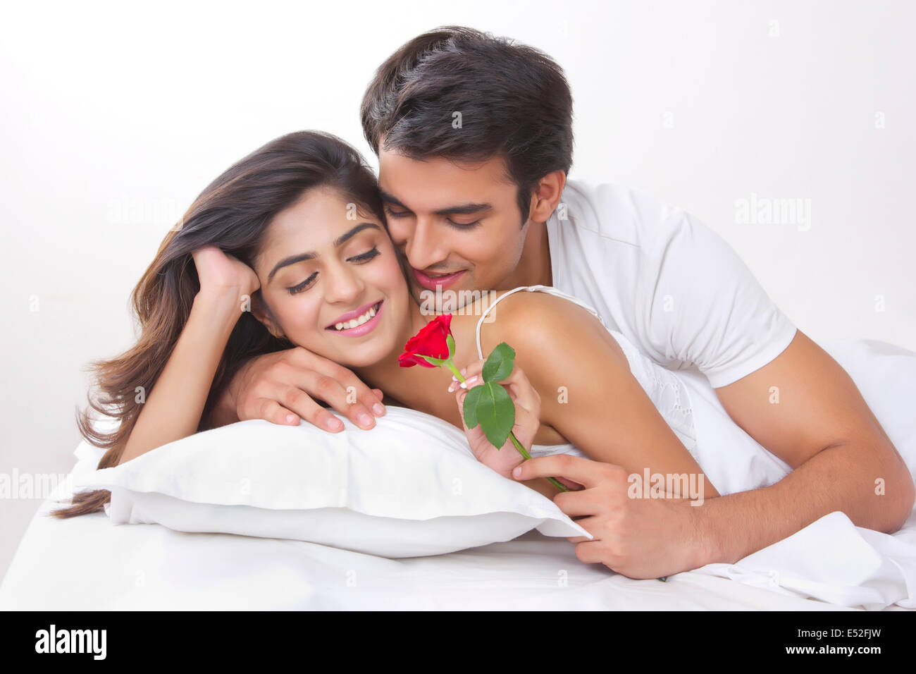 Romantic Couple In Bed Rose High Resolution Stock Photography And Images Alamy