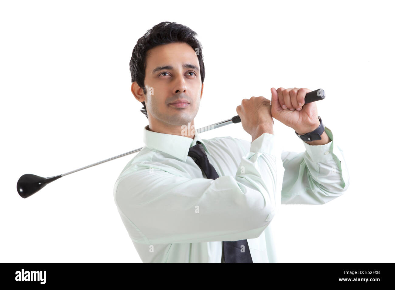 Portrait of business executive with golf club Stock Photo Alamy