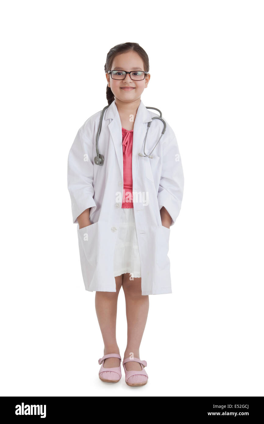 Portrait of little girl posing as a doctor Stock Photo - Alamy