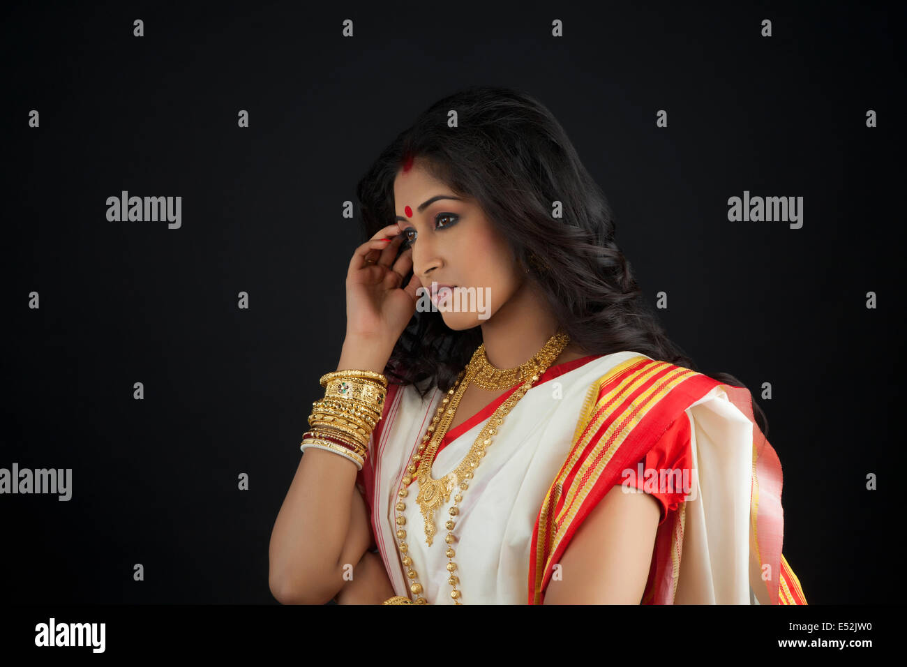 Side profile of Bengali woman Stock Photo