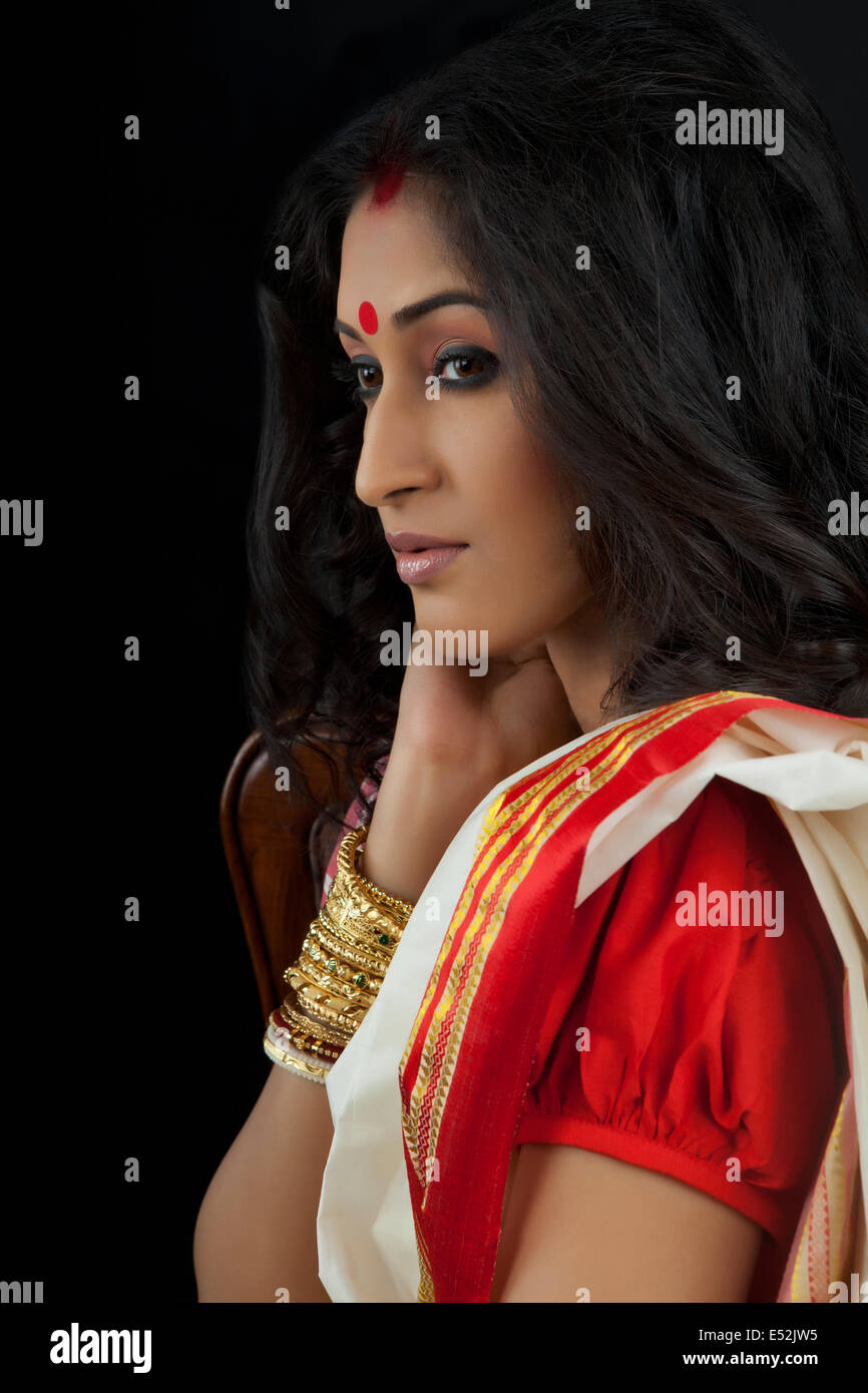 Side profile of Bengali woman Stock Photo