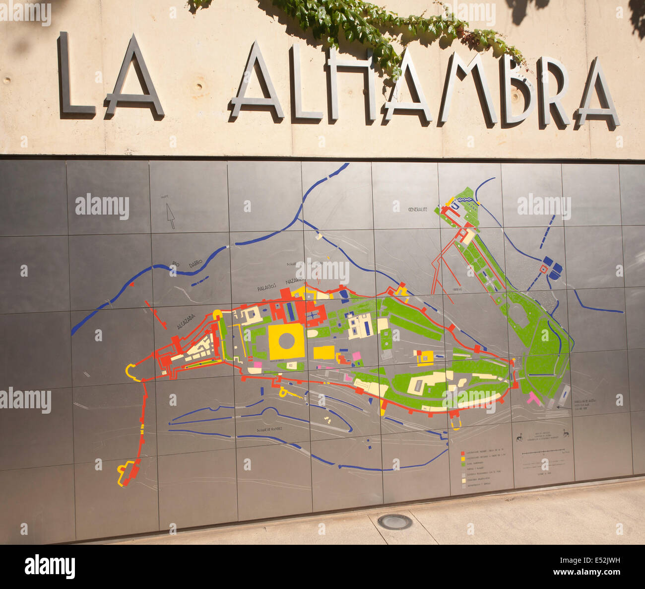 Large map on metal sheets of the alhambra complex hi-res stock ...
