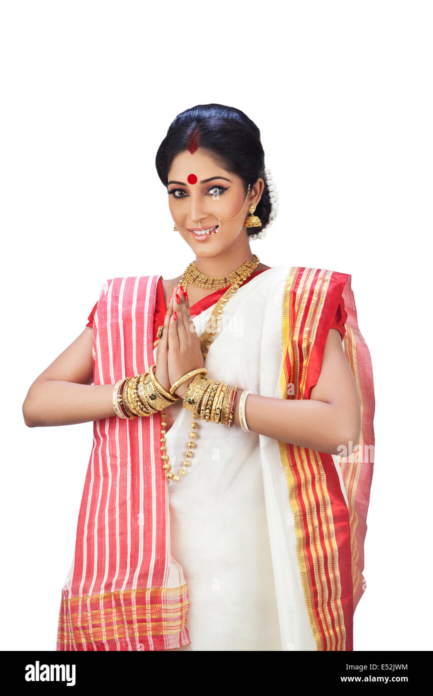 portrait-of-a-bengali-woman-greeting-stock-photo-alamy
