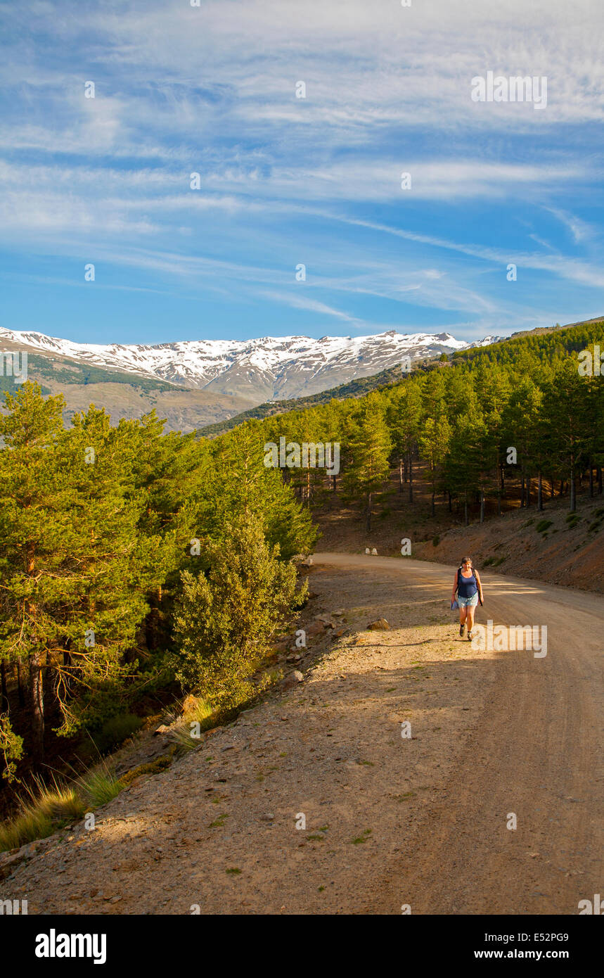 Woman walking in the Sierra Nevada Mountains in the High Alpujarras