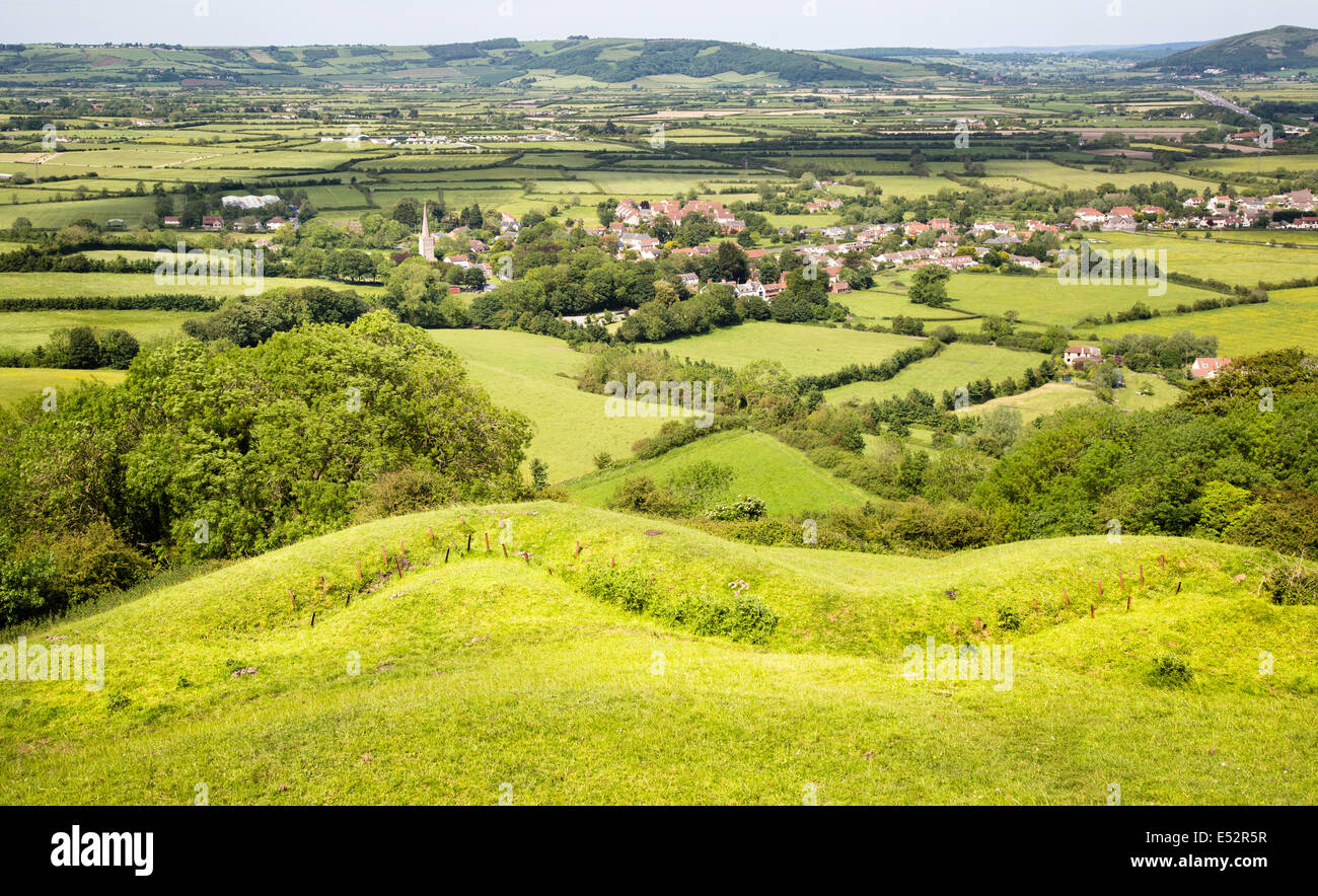 The village of East Brent from the ramparts of Brent Knoll iron age