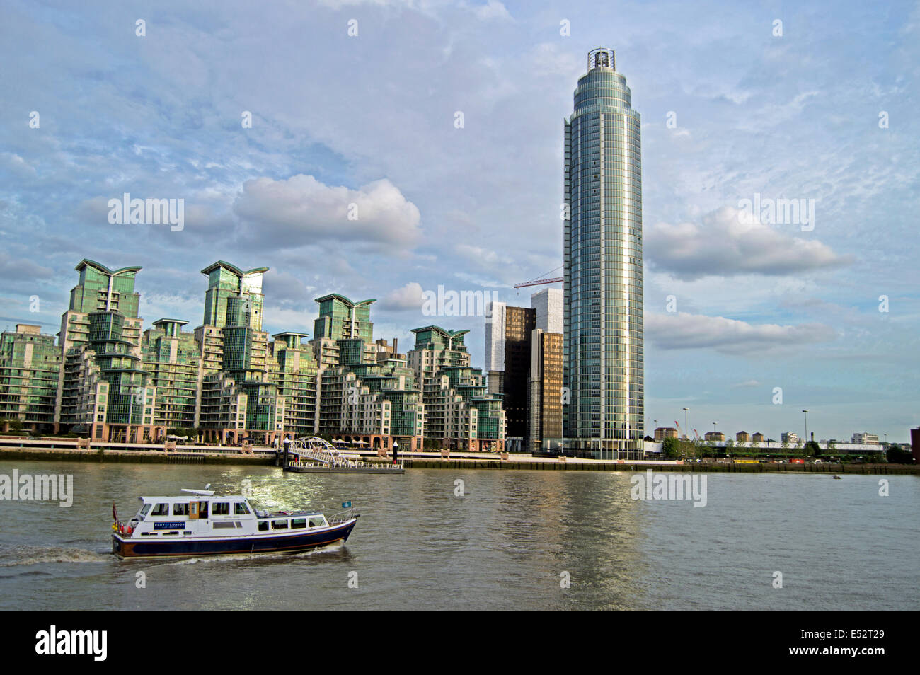 View of the St George Wharf development showing the St. George Wharf Tower, Vauxhall, London Borough of Lambeth, London, England Stock Photo