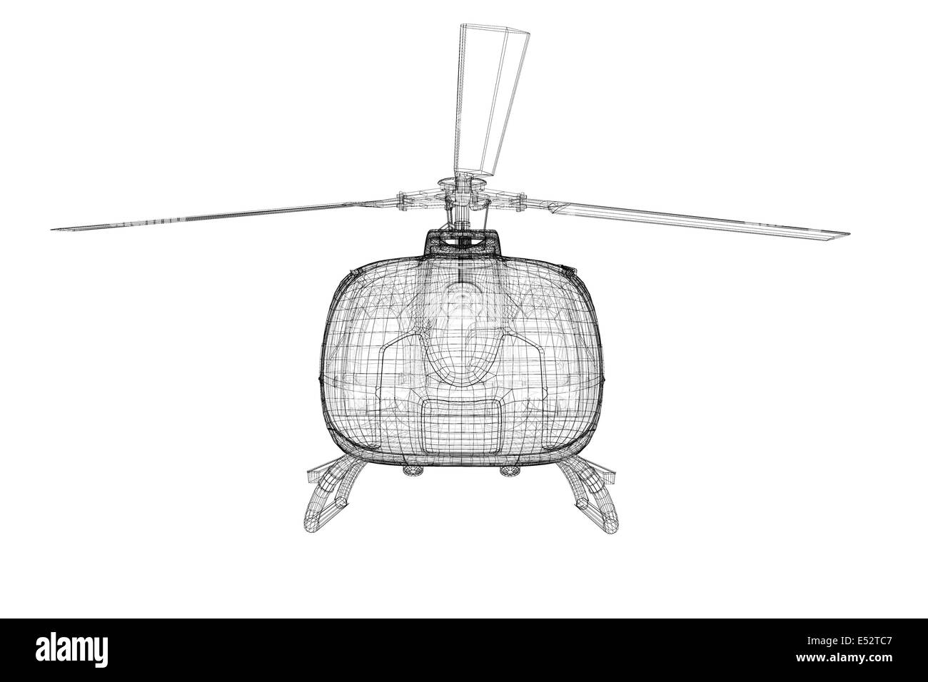 helicopter, 3D model, body structure , wire model Stock Photo