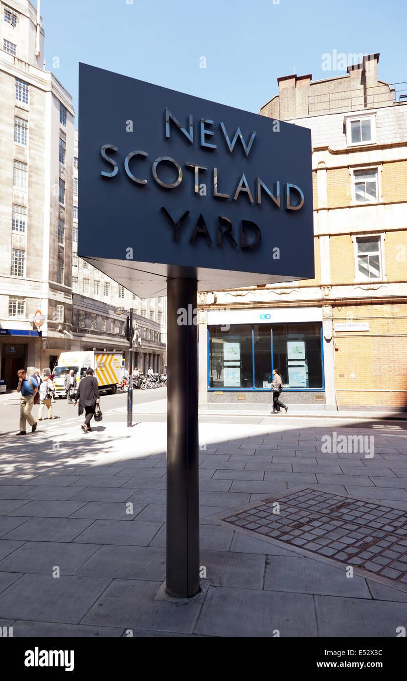 The famous revolving sign  outside New Scotland Yard, Victoria, London. Stock Photo
