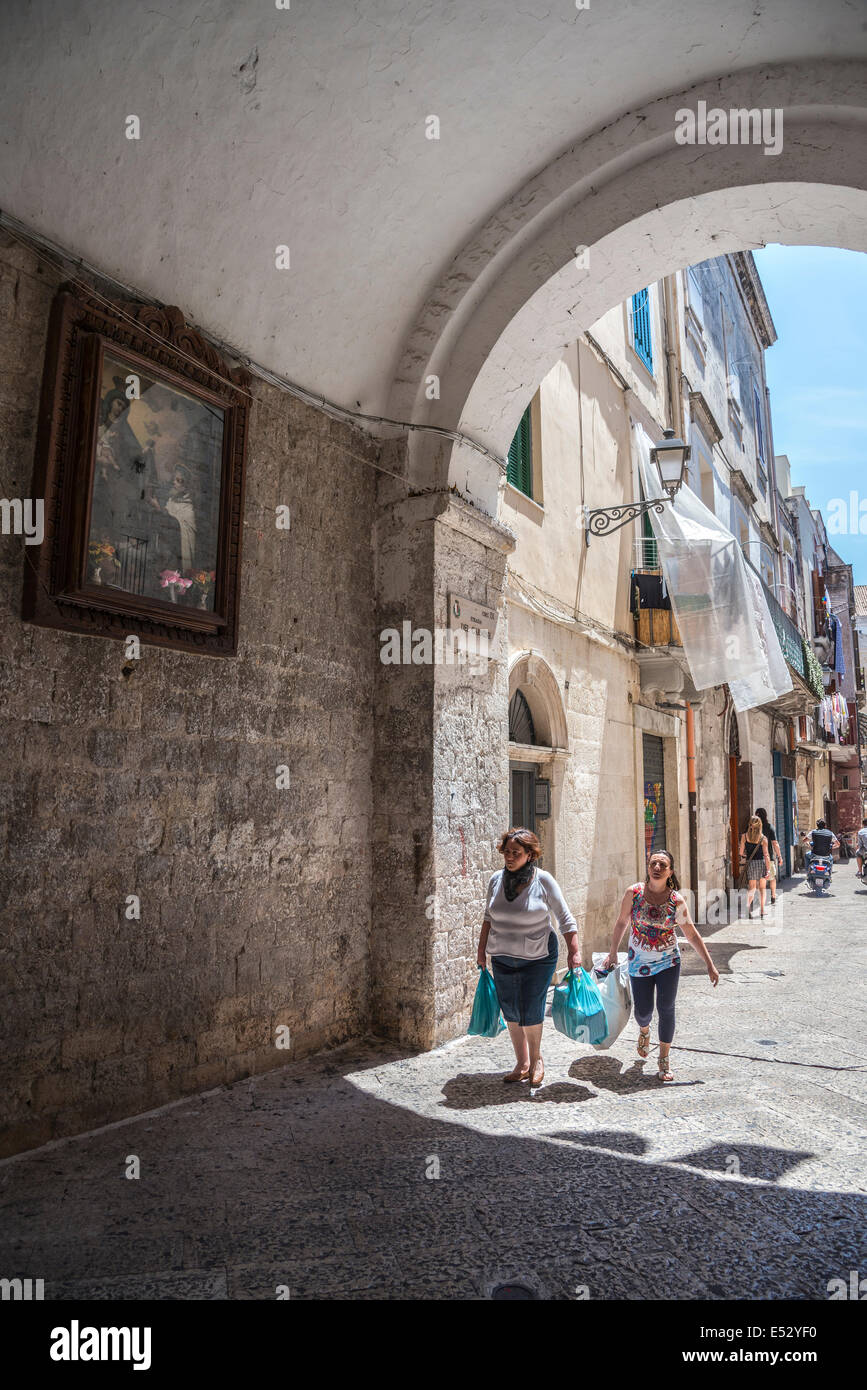 A typical street Barivecchia, Bari old town, Puglia, Southern Italy. Stock Photo