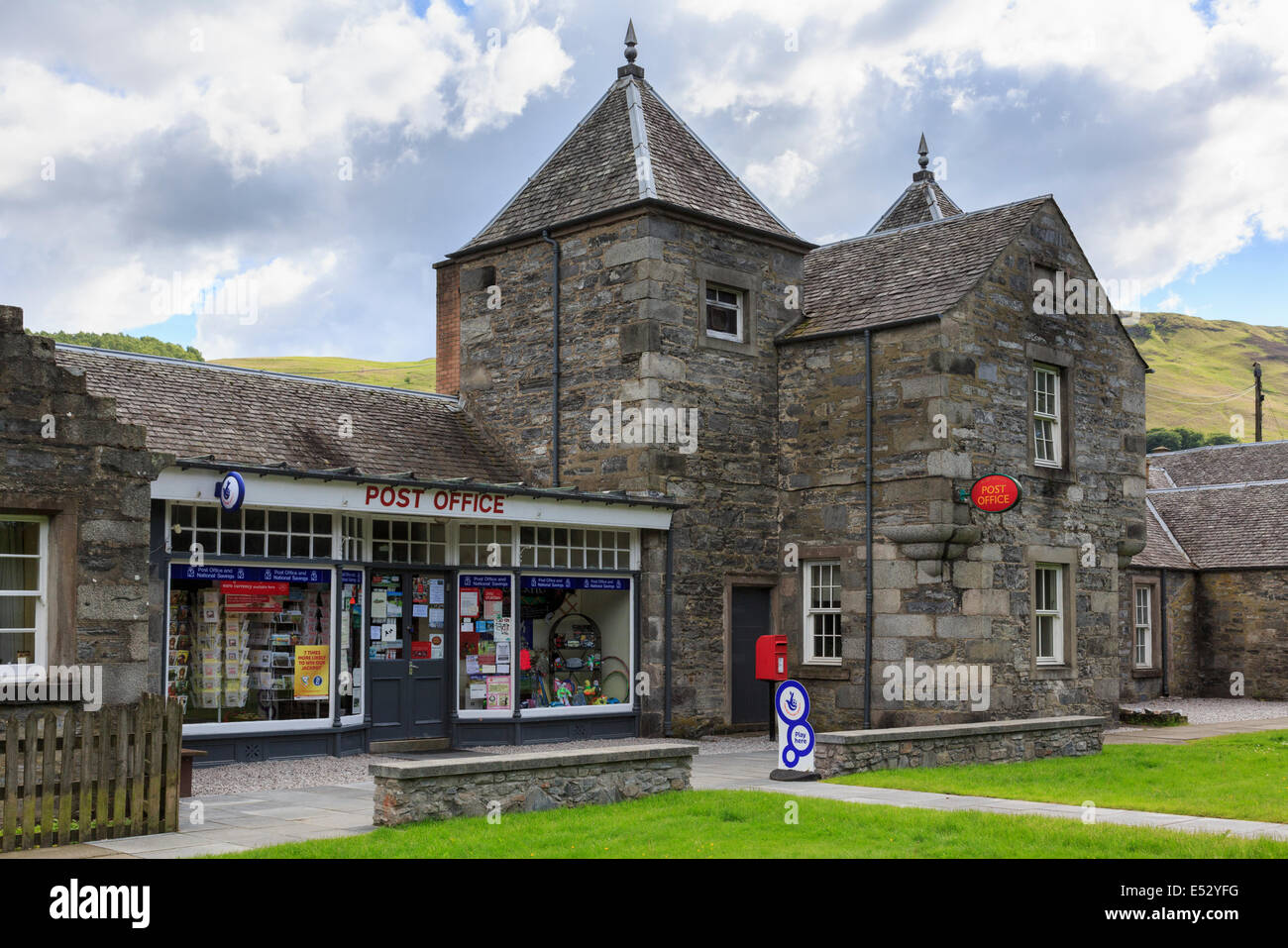 Village Post Office in traditional stone building. Blair Atholl, Perth and Kinross, Scotland, UK, Britain Stock Photo