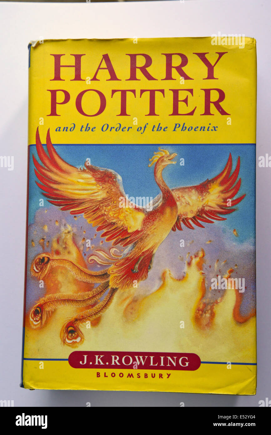 Harry Potter and The Order of The Phoenix book by J.K.Rowling, Surrey, England, United Kingdom Stock Photo