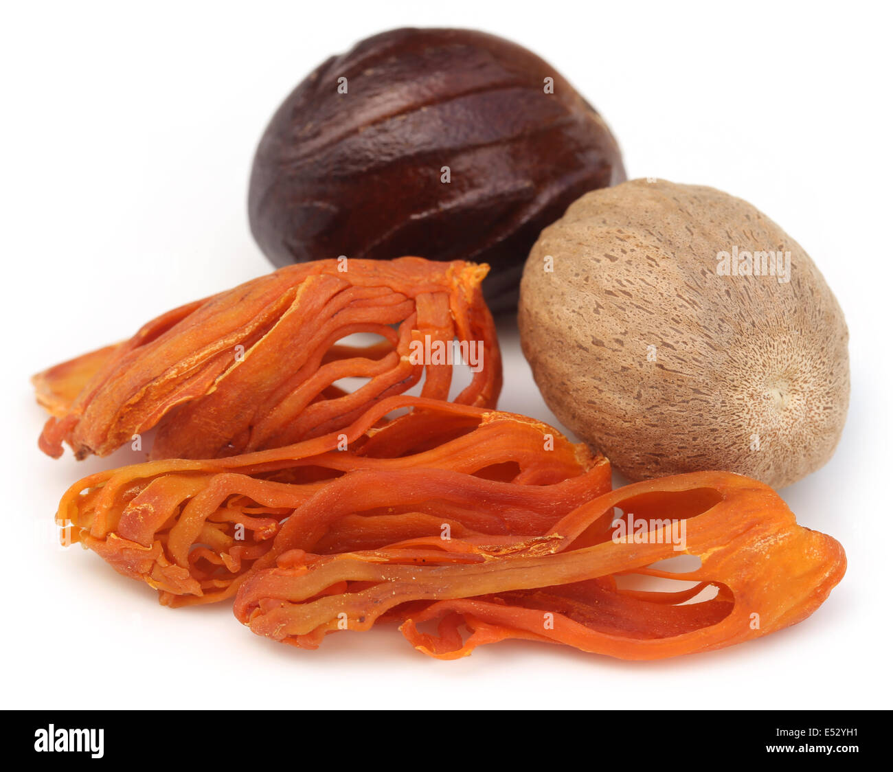 Mace or Javitri Spice with nutmeg over white background Stock Photo Alamy