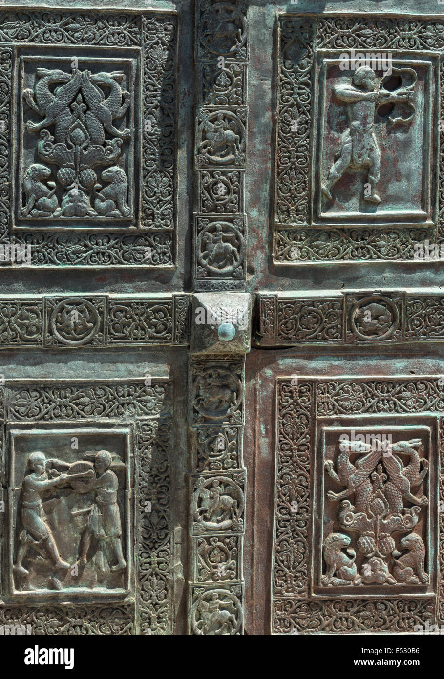 Detail Of Panels On The Bronze Doors To The 12th Century
