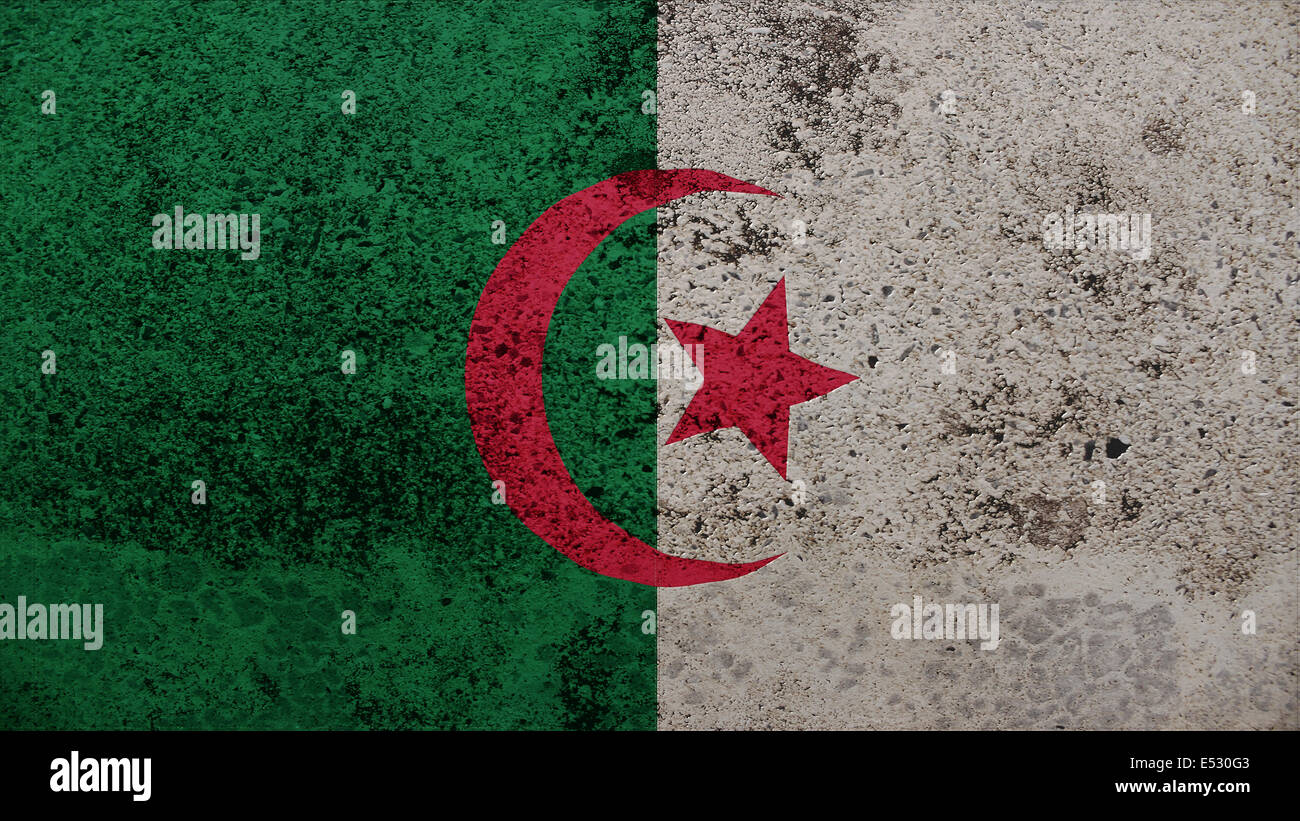 Algeria flag on the wall texture Stock Photo - Alamy