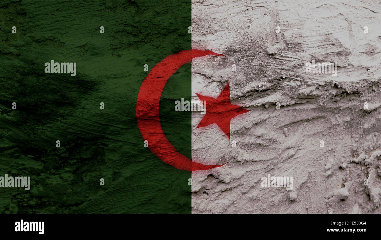 Algeria flag paint on the wall texture Stock Photo - Alamy