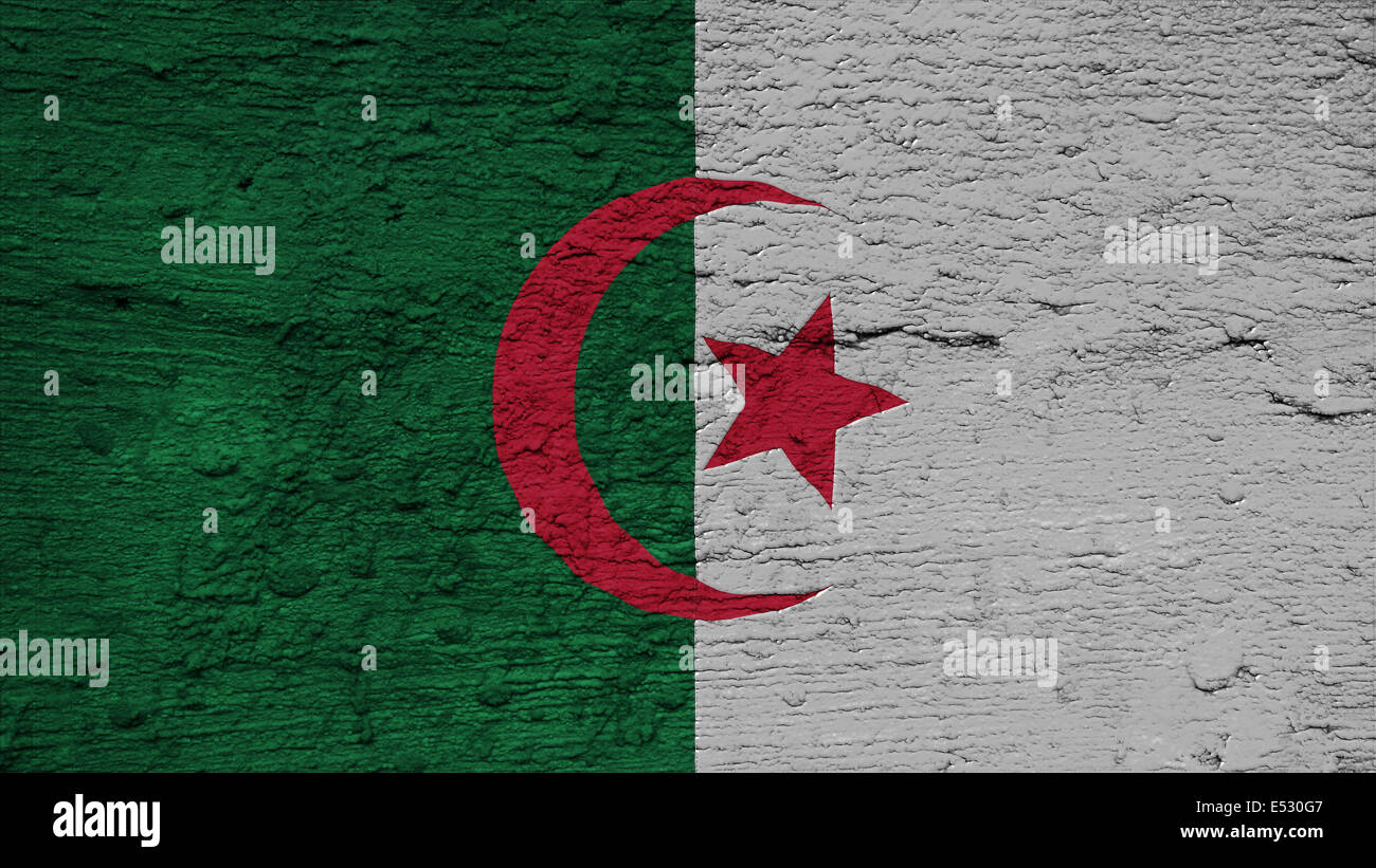 Algeria flag on the wall texture Stock Photo - Alamy