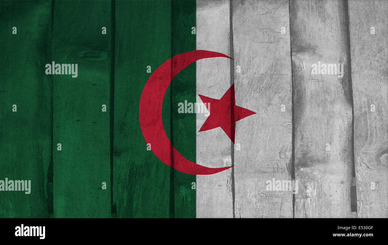 Algeria flag on the wood texture Stock Photo - Alamy