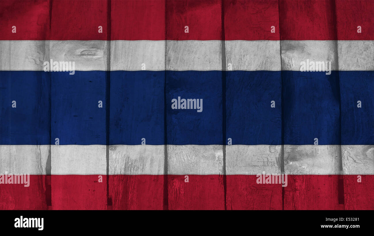 Thailand Flag on the wood texture Stock Photo - Alamy