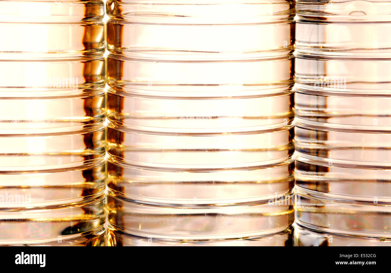 Golden PET water bottles Stock Photo