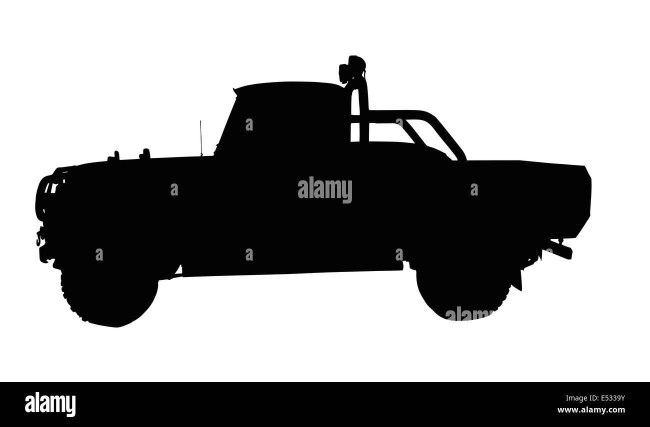 Small Type Vintage 4x4 Pick-up Truck Silhouette Stock Photo