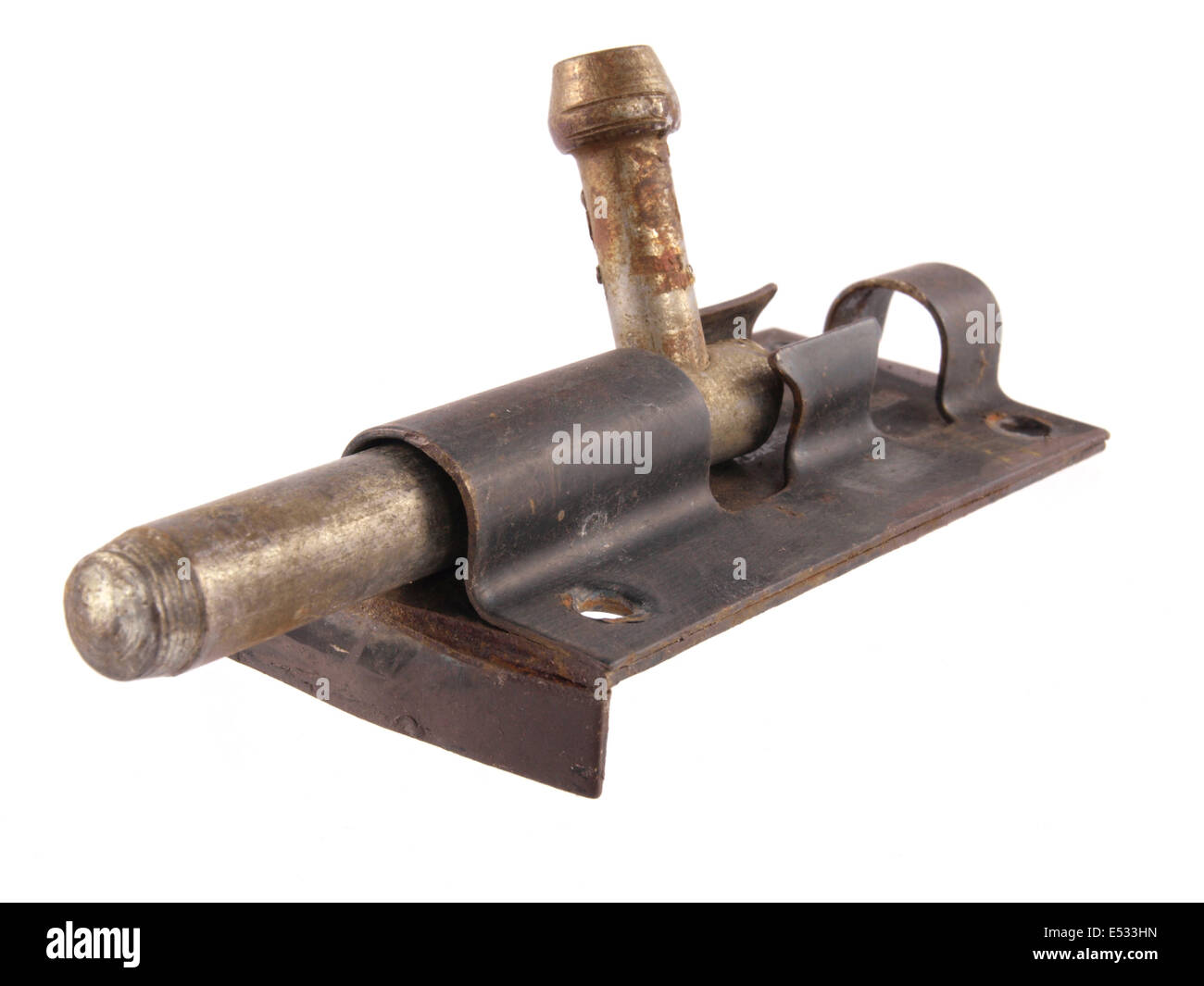 Close up of bolt as used to hold a door shut. Stock Photo