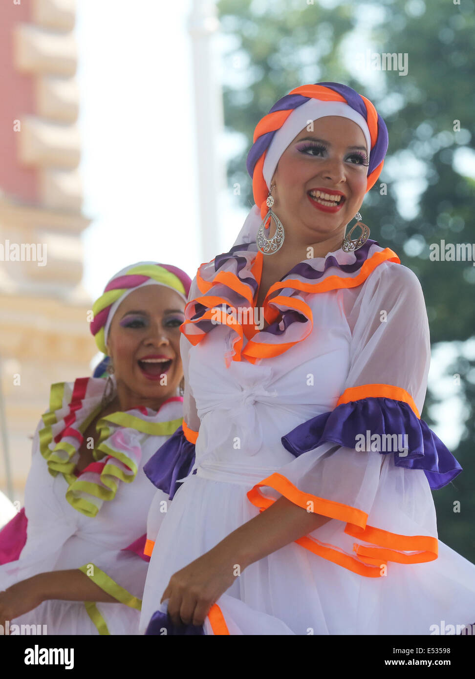 Folk groups Colombia Folklore Foundation from Santiago de Cali, during the 48th International Folklore Festival in Zagreb Stock Photo