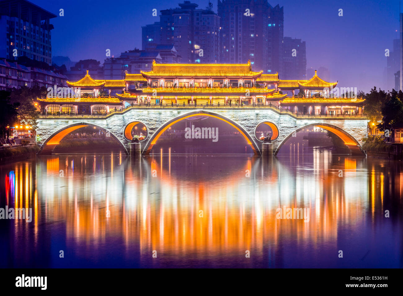 Chengdu, Sichuan, China at Anshun Bridge. Stock Photo