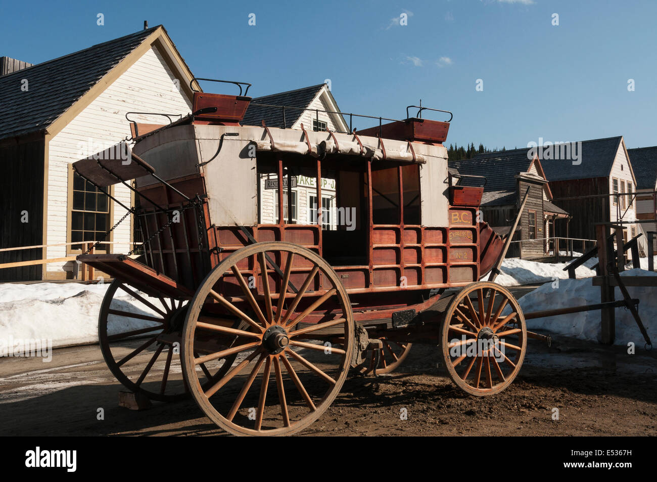 Elk203-3216 Canada, British Columbia, Barkerville Historic Town, Front (Main) Street, stage coach Stock Photo
