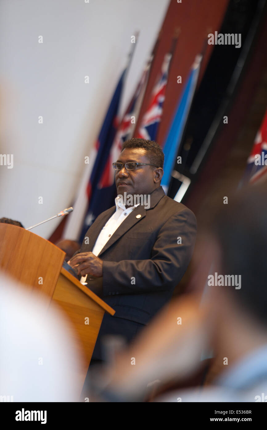 Conference Oceania 21 Climate Change, Noumea, New Caledonia, M.Gordon Darcy Lilo - Prime Minister of Solomon Islands Stock Photo