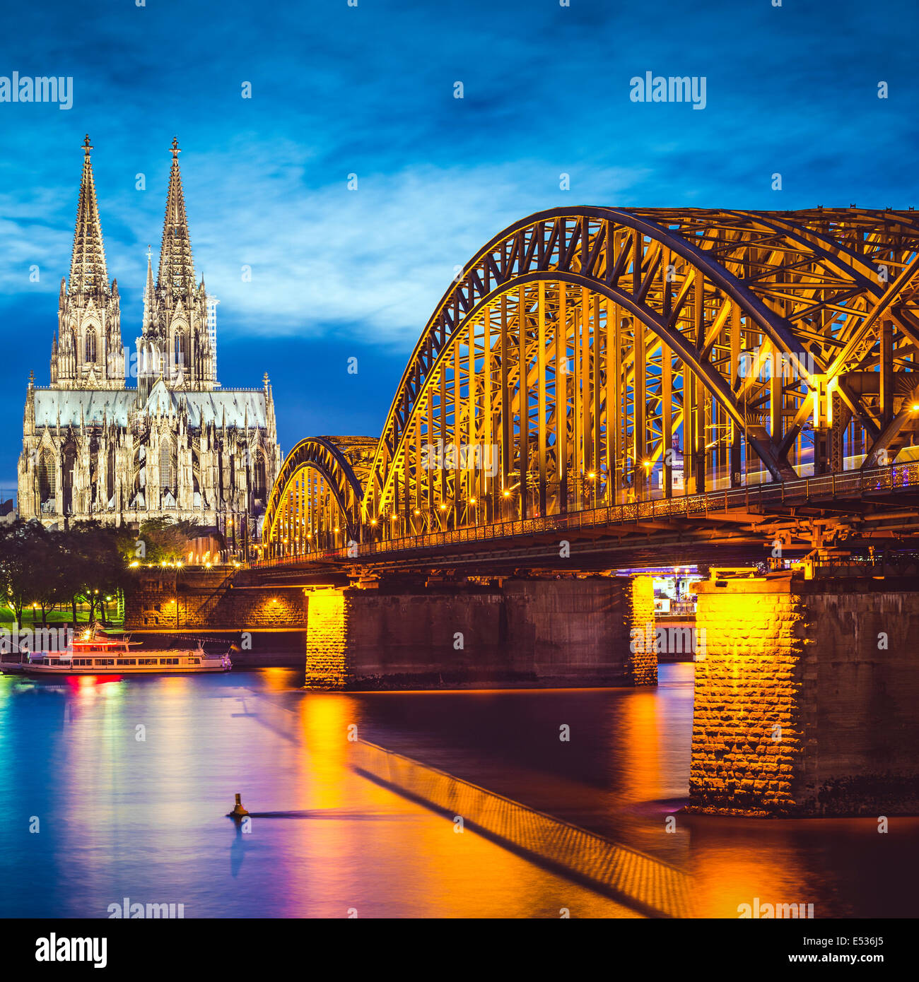 Cologne, Germany over the Rhine River. Stock Photo