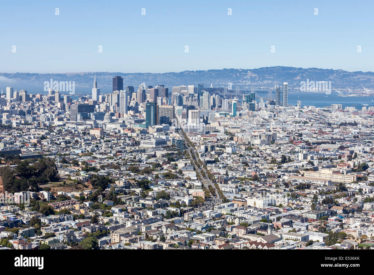 San Francisco cityscape view taken from Twin Peaks. Stock Photo