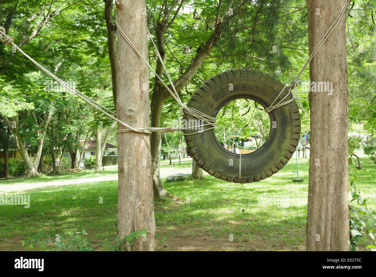 Tires Boy Scout camp Stock Photo Alamy