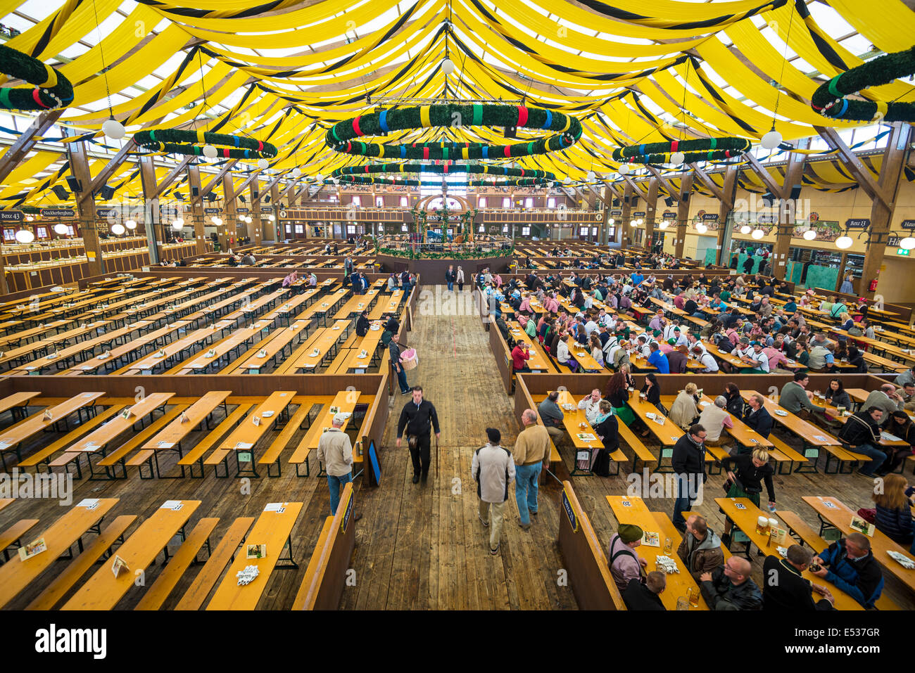 The Paulaner Beer Tent on the Theresienwiese Oktoberfest fair grounds. Stock Photo