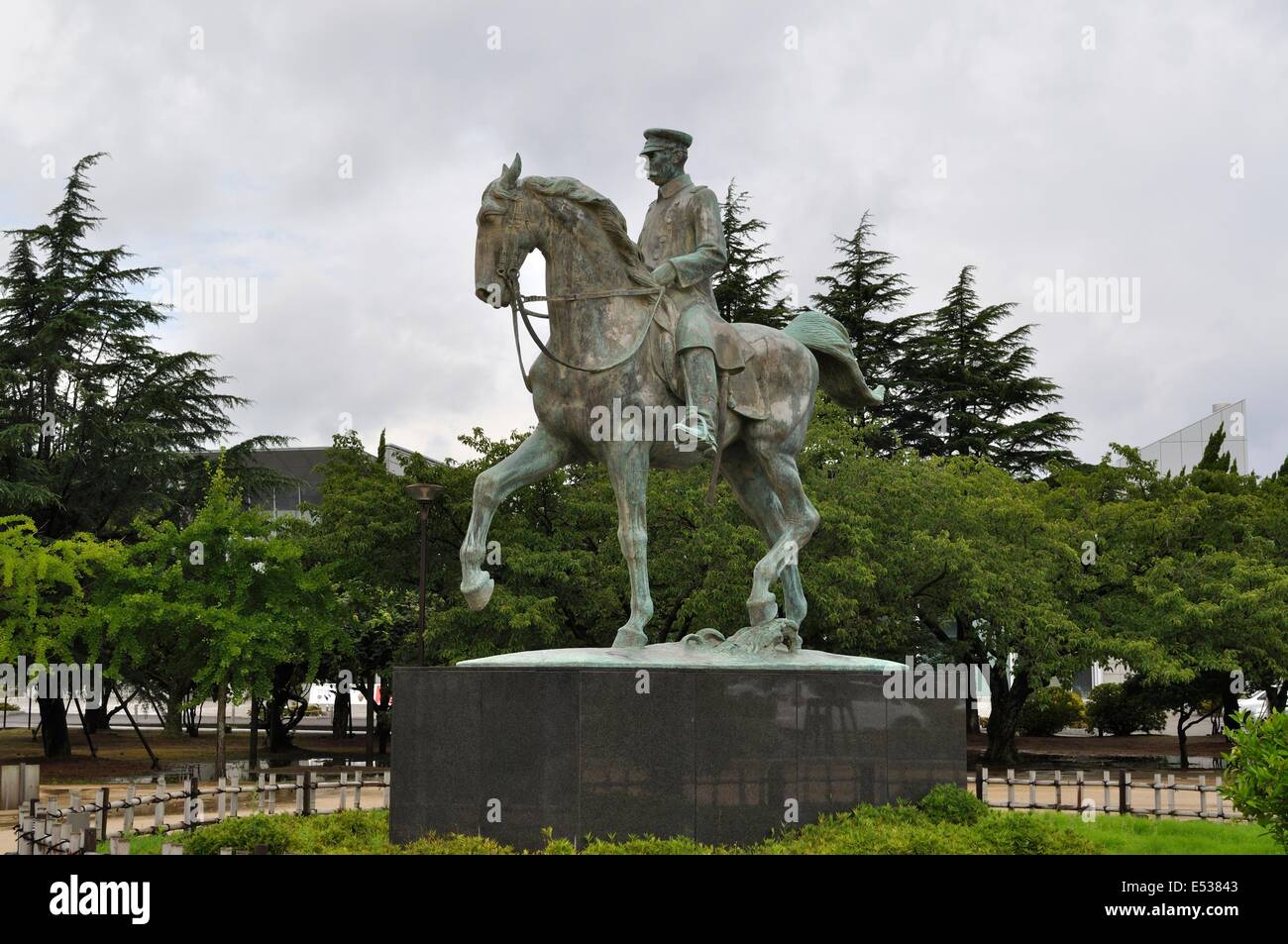 Statue of Aritomo Yamagata,Hagi central park,Hagi,Yamaguchi,Japan Stock Photo
