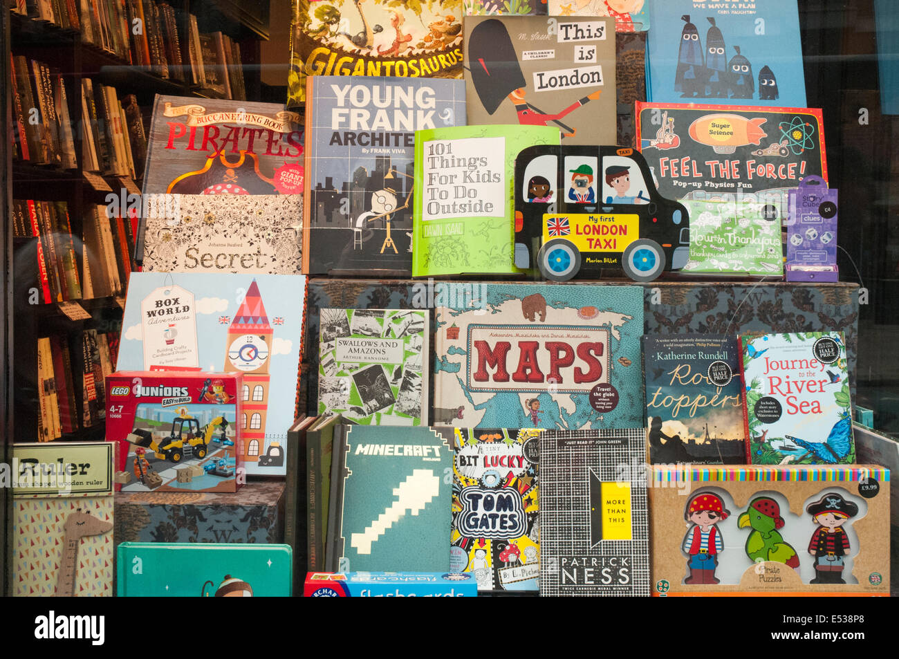 Secondhand childrens books display in a bookstore in Hampstead High
