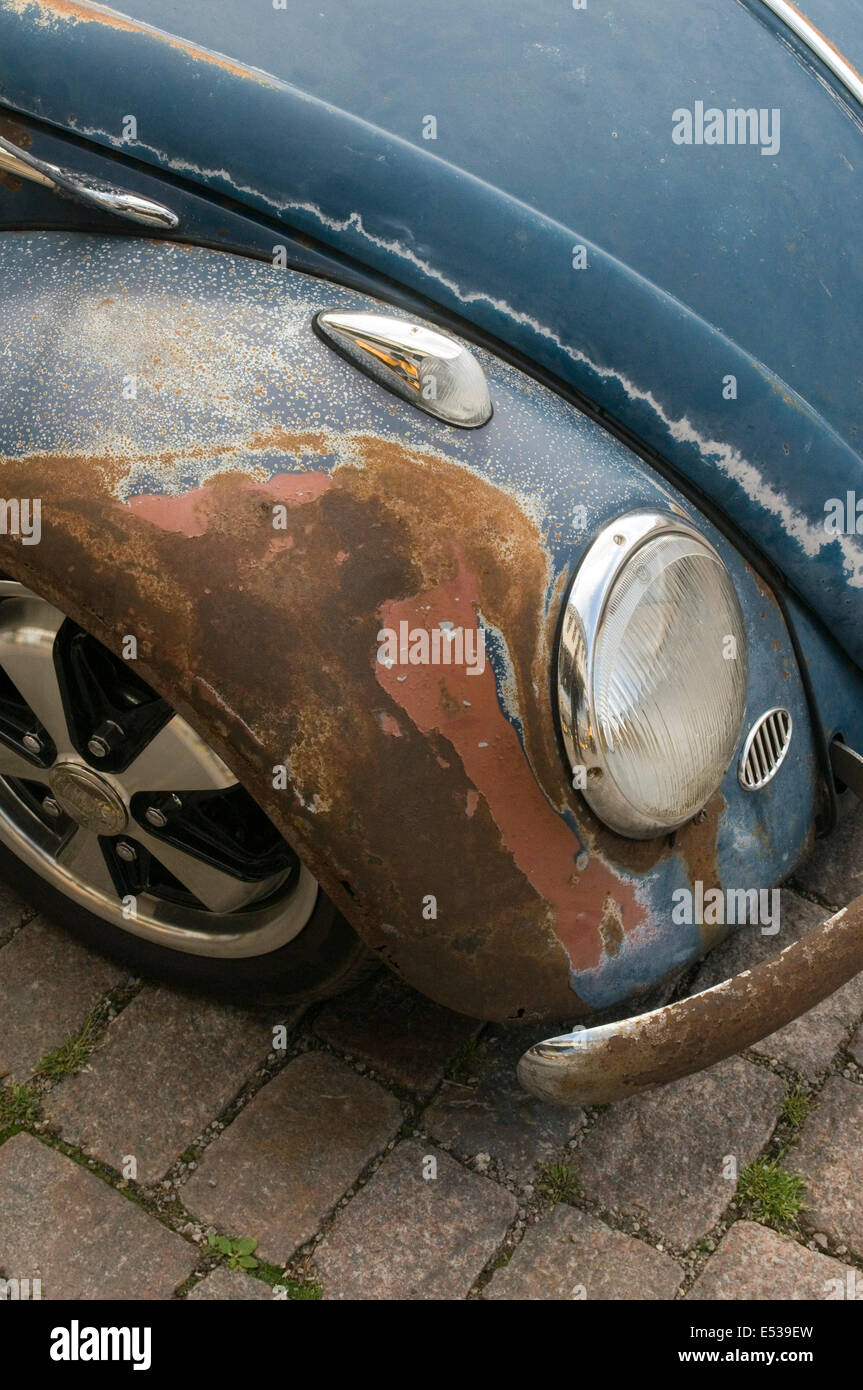 vw beetle cal look California looker style custom car cars customized derelict rat rod Stock Photo