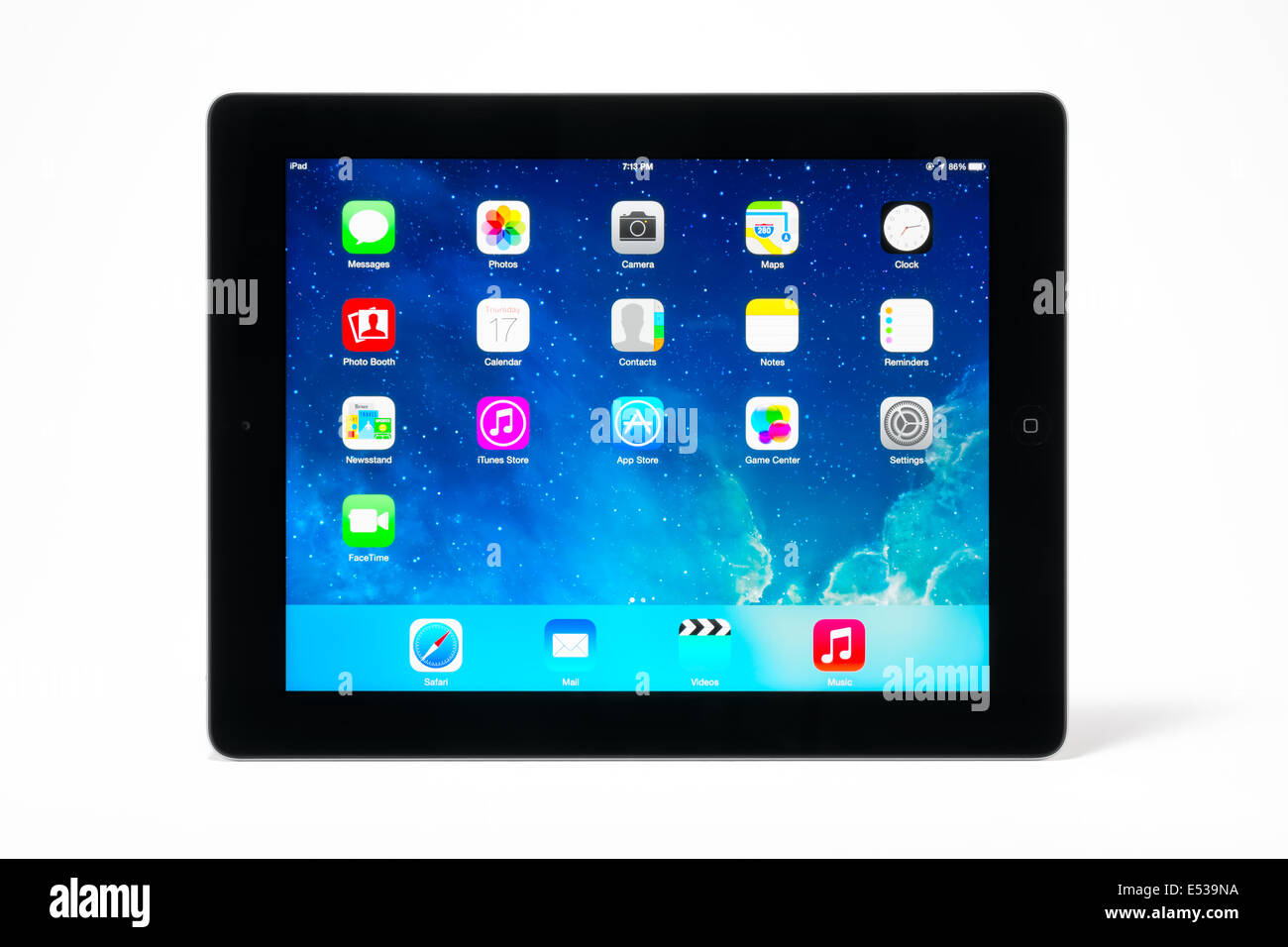 Manila,Philippines - July 17, 2014: Apple Ipad 4th generation (Retina Display) with with iOS 7 home screen. Stock Photo