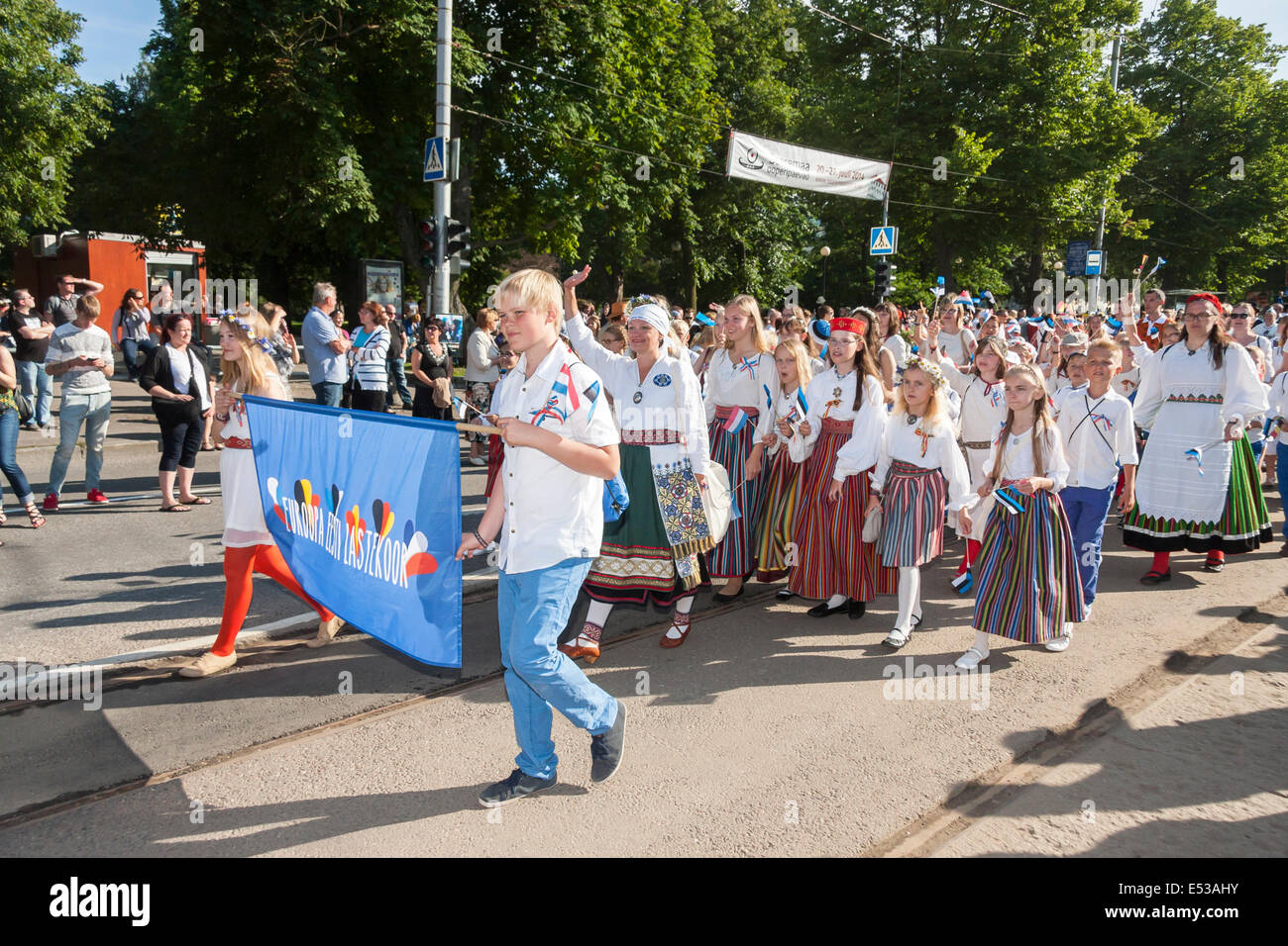 Tallinn, Estonia - July 05, 2014: Parade of Estonian XXVI National song ...