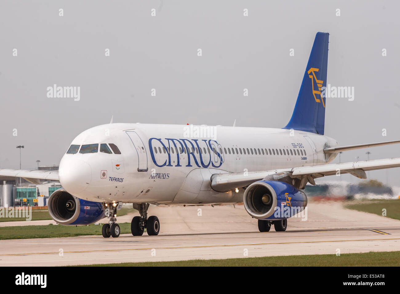 Cyprus Airways Airbus aircraft taxing at Manchester Ringway Airport Stock Photo