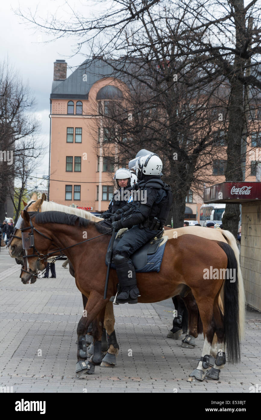 Finnish traditional May Day Celebration in Helsinki and Mounted police