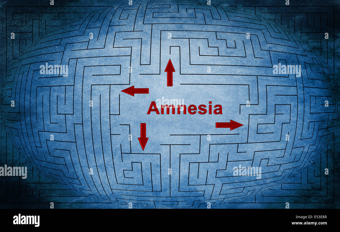 Amnesia text in maze Stock Photo