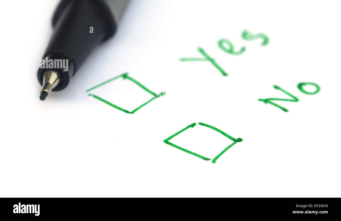 Yes and No Check box with a pen Stock Photo